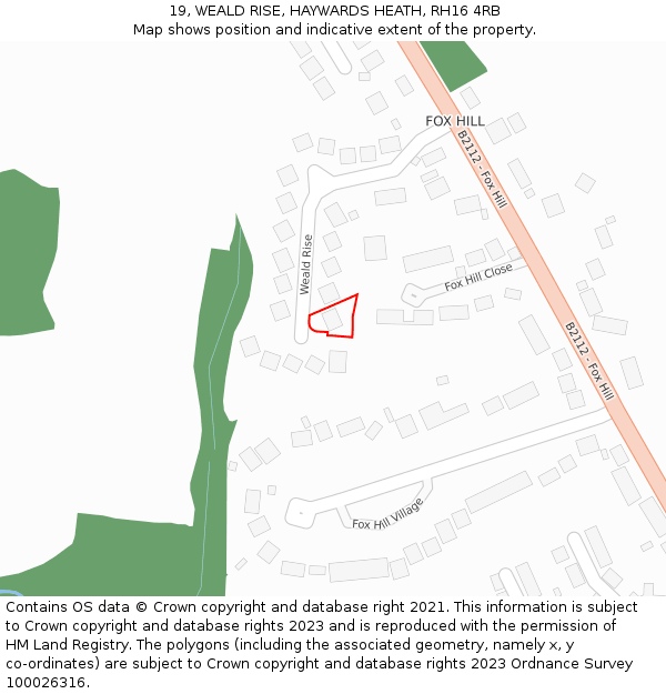 19, WEALD RISE, HAYWARDS HEATH, RH16 4RB: Location map and indicative extent of plot