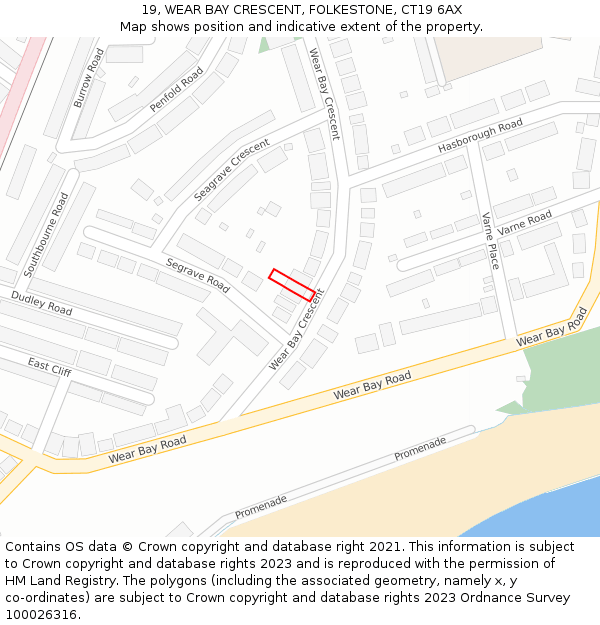 19, WEAR BAY CRESCENT, FOLKESTONE, CT19 6AX: Location map and indicative extent of plot