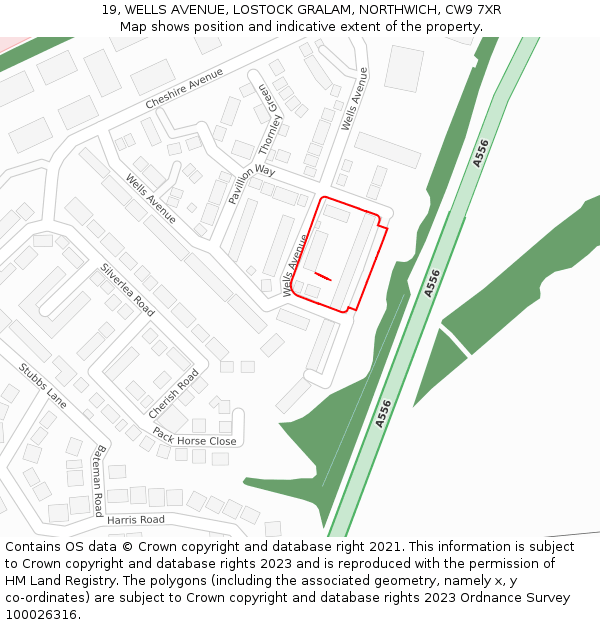 19, WELLS AVENUE, LOSTOCK GRALAM, NORTHWICH, CW9 7XR: Location map and indicative extent of plot