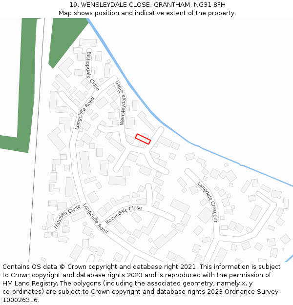 19, WENSLEYDALE CLOSE, GRANTHAM, NG31 8FH: Location map and indicative extent of plot