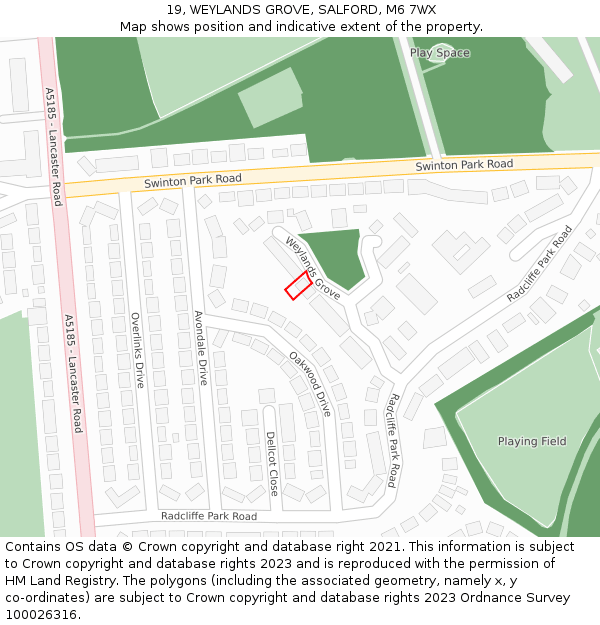 19, WEYLANDS GROVE, SALFORD, M6 7WX: Location map and indicative extent of plot