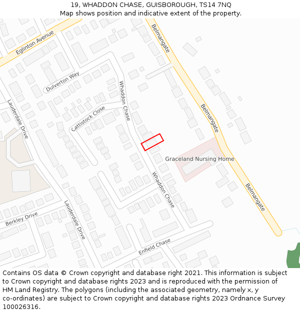 19, WHADDON CHASE, GUISBOROUGH, TS14 7NQ: Location map and indicative extent of plot