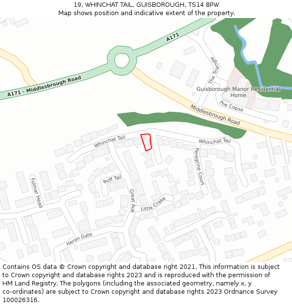 19, WHINCHAT TAIL, GUISBOROUGH, TS14 8PW: Location map and indicative extent of plot