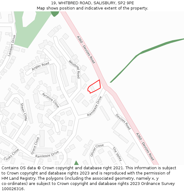 19, WHITBRED ROAD, SALISBURY, SP2 9PE: Location map and indicative extent of plot