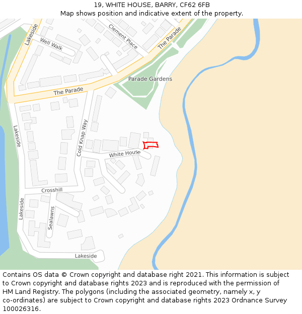 19, WHITE HOUSE, BARRY, CF62 6FB: Location map and indicative extent of plot