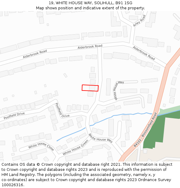 19, WHITE HOUSE WAY, SOLIHULL, B91 1SG: Location map and indicative extent of plot