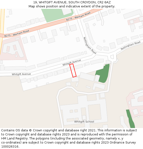 19, WHITGIFT AVENUE, SOUTH CROYDON, CR2 6AZ: Location map and indicative extent of plot