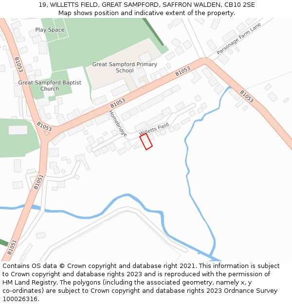 19, WILLETTS FIELD, GREAT SAMPFORD, SAFFRON WALDEN, CB10 2SE: Location map and indicative extent of plot