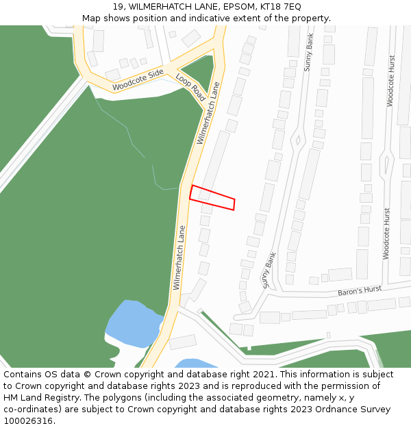 19, WILMERHATCH LANE, EPSOM, KT18 7EQ: Location map and indicative extent of plot