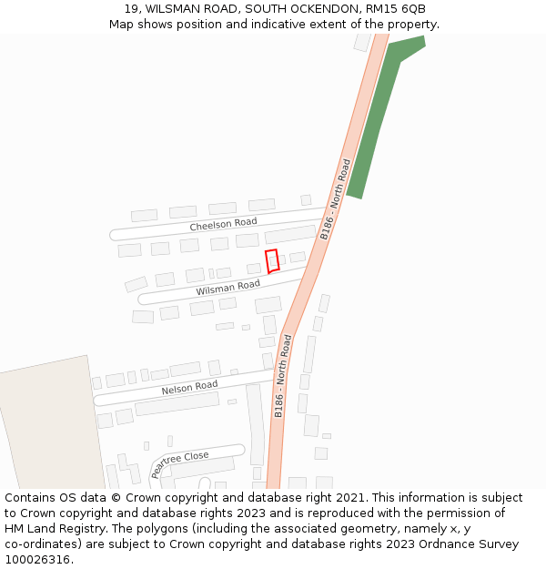 19, WILSMAN ROAD, SOUTH OCKENDON, RM15 6QB: Location map and indicative extent of plot