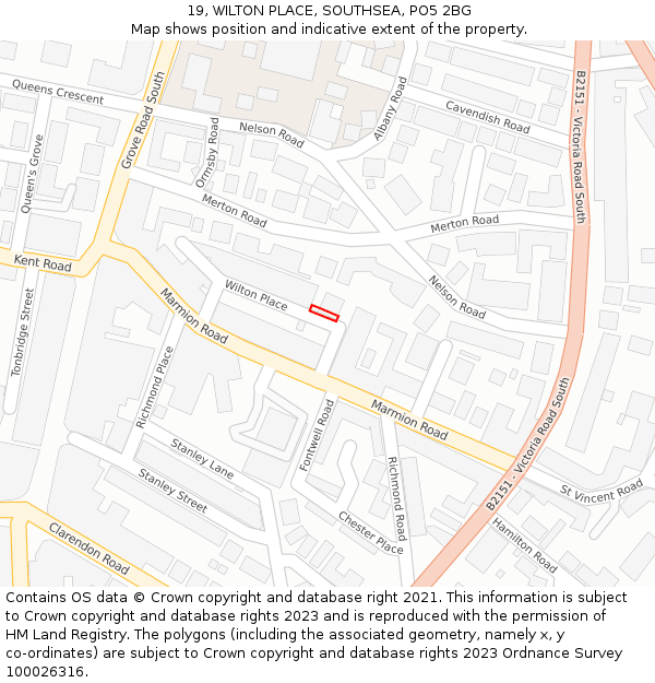 19, WILTON PLACE, SOUTHSEA, PO5 2BG: Location map and indicative extent of plot