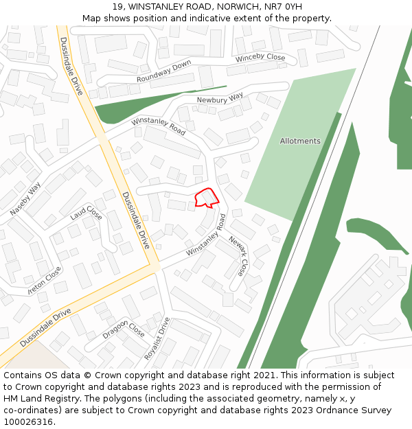 19, WINSTANLEY ROAD, NORWICH, NR7 0YH: Location map and indicative extent of plot