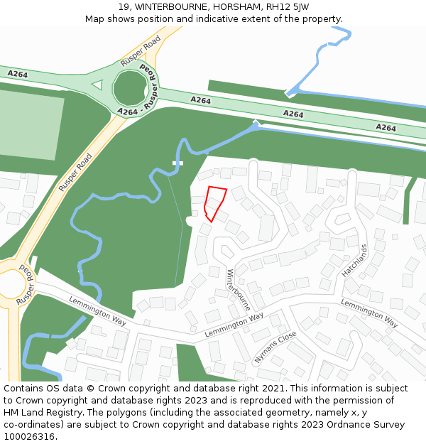 19, WINTERBOURNE, HORSHAM, RH12 5JW: Location map and indicative extent of plot
