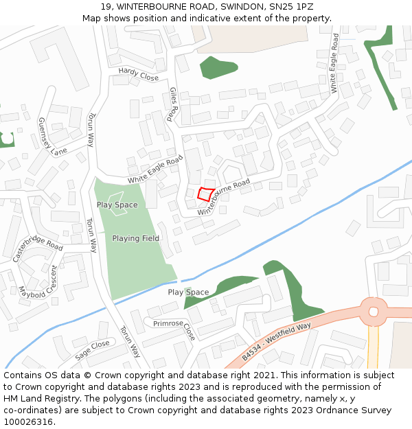 19, WINTERBOURNE ROAD, SWINDON, SN25 1PZ: Location map and indicative extent of plot