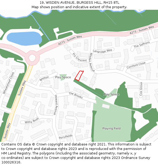 19, WISDEN AVENUE, BURGESS HILL, RH15 8TL: Location map and indicative extent of plot