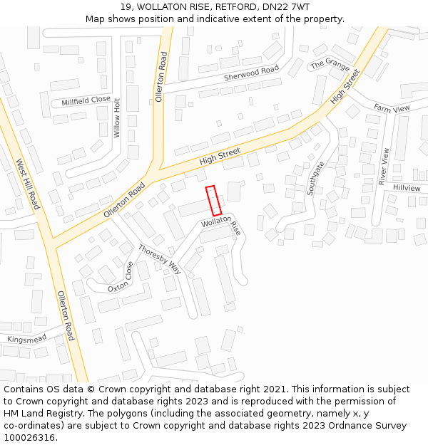 19, WOLLATON RISE, RETFORD, DN22 7WT: Location map and indicative extent of plot