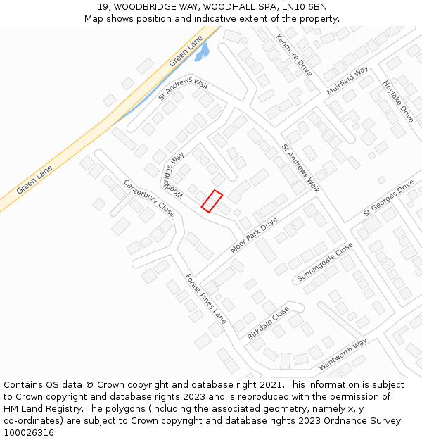 19, WOODBRIDGE WAY, WOODHALL SPA, LN10 6BN: Location map and indicative extent of plot