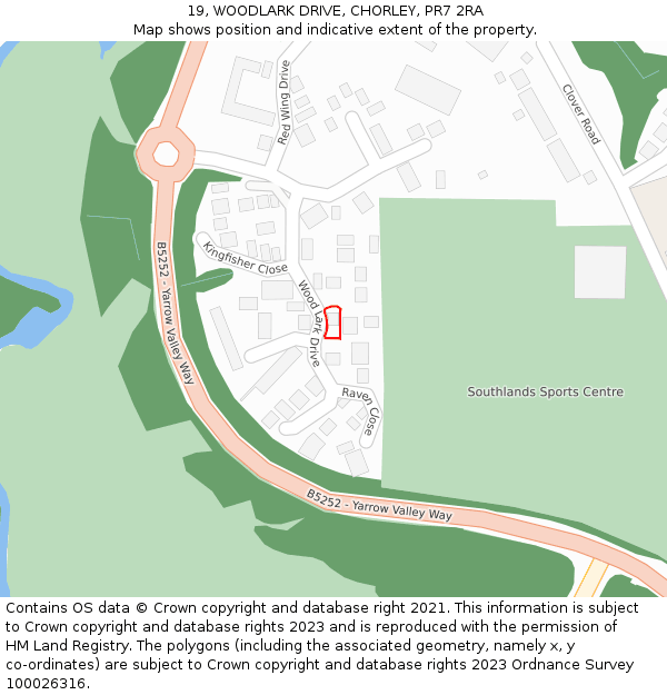 19, WOODLARK DRIVE, CHORLEY, PR7 2RA: Location map and indicative extent of plot