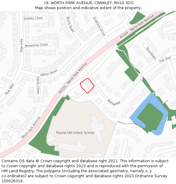 19, WORTH PARK AVENUE, CRAWLEY, RH10 3DG: Location map and indicative extent of plot