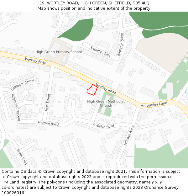 19, WORTLEY ROAD, HIGH GREEN, SHEFFIELD, S35 4LQ: Location map and indicative extent of plot