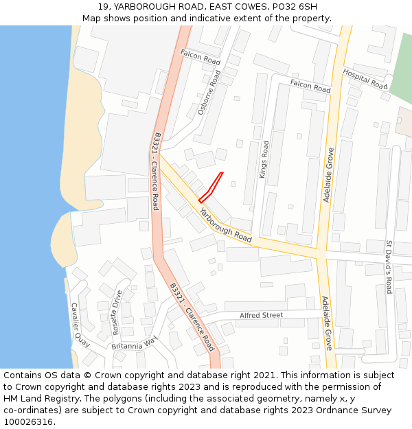 19, YARBOROUGH ROAD, EAST COWES, PO32 6SH: Location map and indicative extent of plot