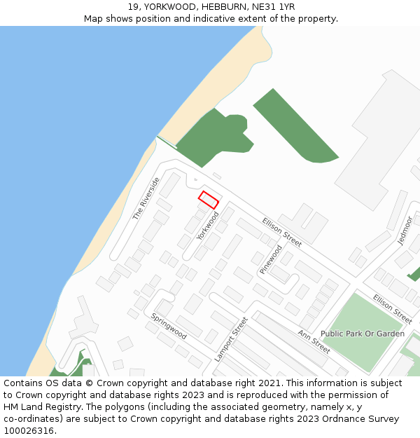 19, YORKWOOD, HEBBURN, NE31 1YR: Location map and indicative extent of plot