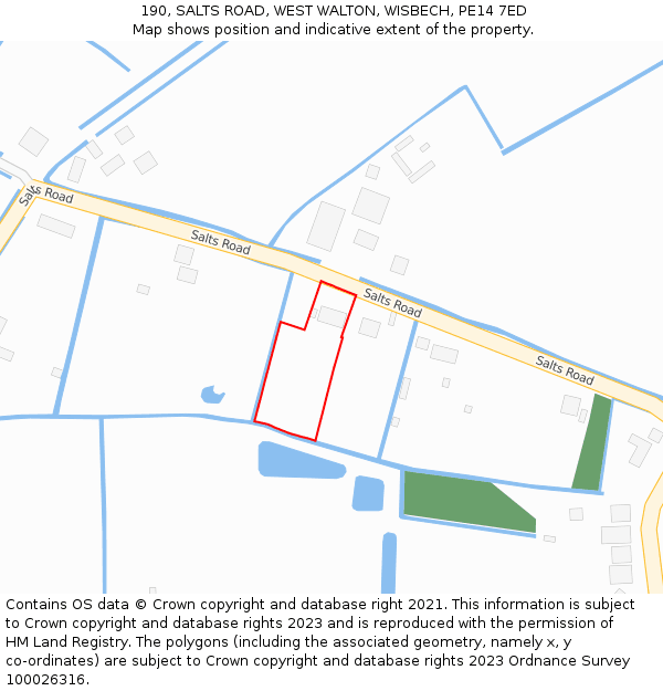 190, SALTS ROAD, WEST WALTON, WISBECH, PE14 7ED: Location map and indicative extent of plot