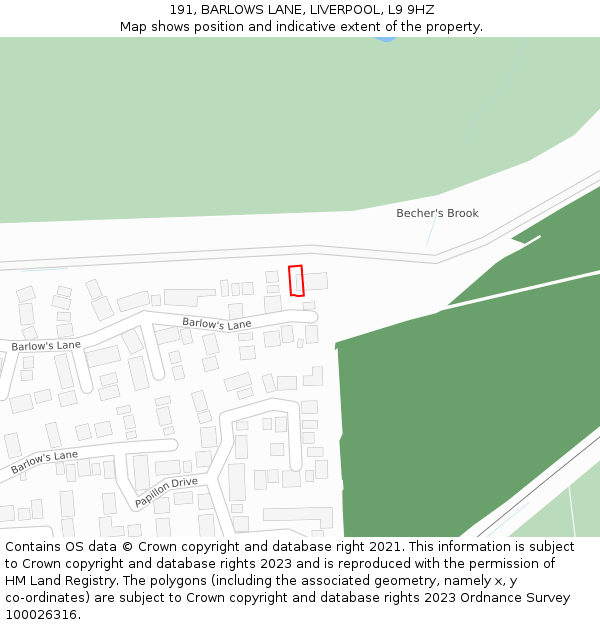 191, BARLOWS LANE, LIVERPOOL, L9 9HZ: Location map and indicative extent of plot