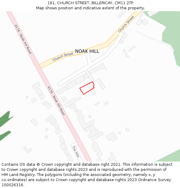 191, CHURCH STREET, BILLERICAY, CM11 2TP: Location map and indicative extent of plot