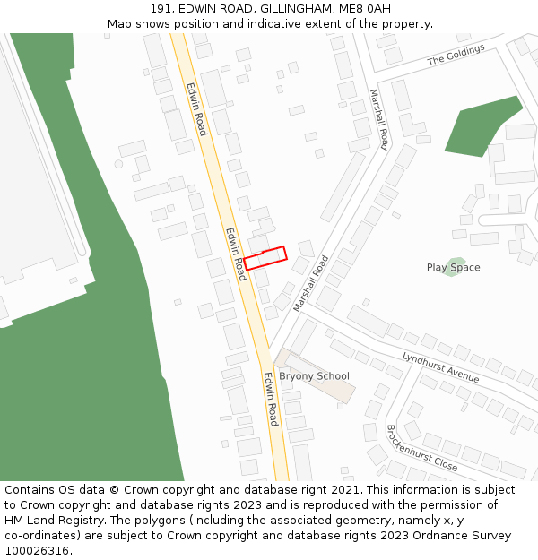 191, EDWIN ROAD, GILLINGHAM, ME8 0AH: Location map and indicative extent of plot