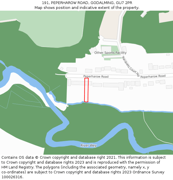 191, PEPERHAROW ROAD, GODALMING, GU7 2PR: Location map and indicative extent of plot