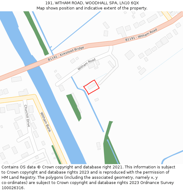 191, WITHAM ROAD, WOODHALL SPA, LN10 6QX: Location map and indicative extent of plot