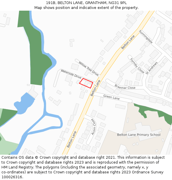 191B, BELTON LANE, GRANTHAM, NG31 9PL: Location map and indicative extent of plot