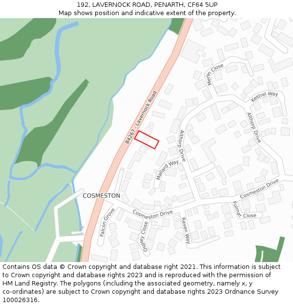192, LAVERNOCK ROAD, PENARTH, CF64 5UP: Location map and indicative extent of plot
