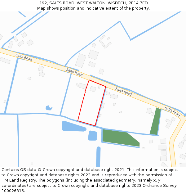 192, SALTS ROAD, WEST WALTON, WISBECH, PE14 7ED: Location map and indicative extent of plot