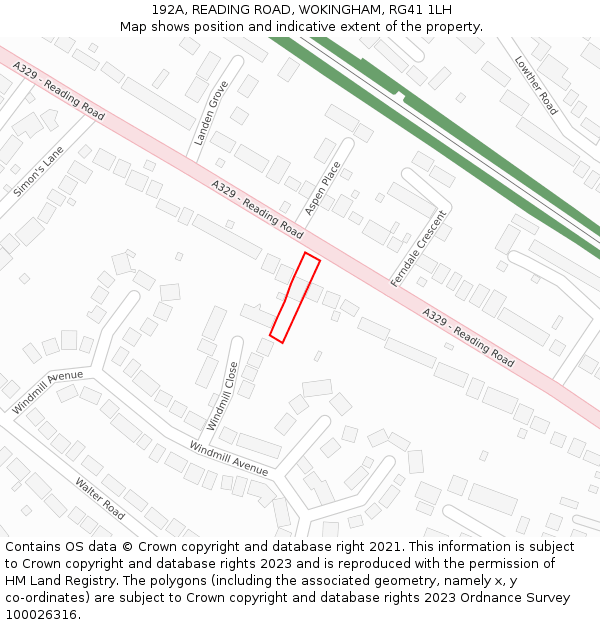 192A, READING ROAD, WOKINGHAM, RG41 1LH: Location map and indicative extent of plot