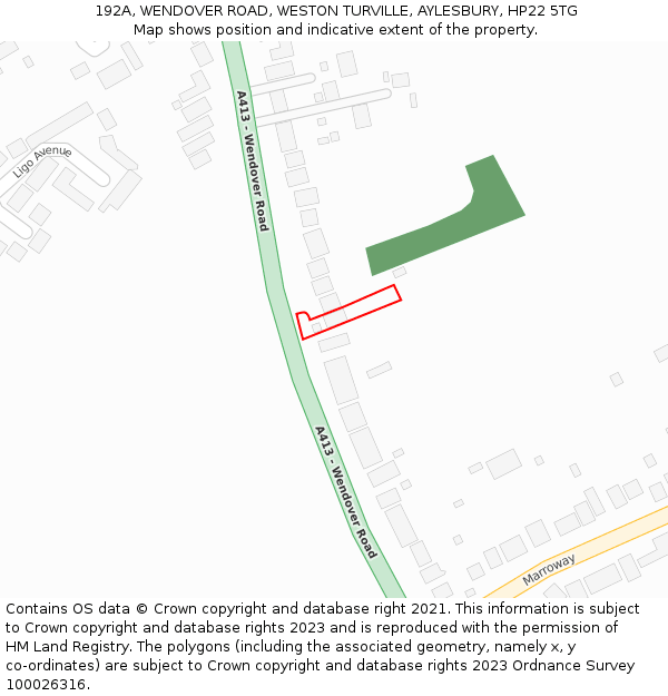 192A, WENDOVER ROAD, WESTON TURVILLE, AYLESBURY, HP22 5TG: Location map and indicative extent of plot