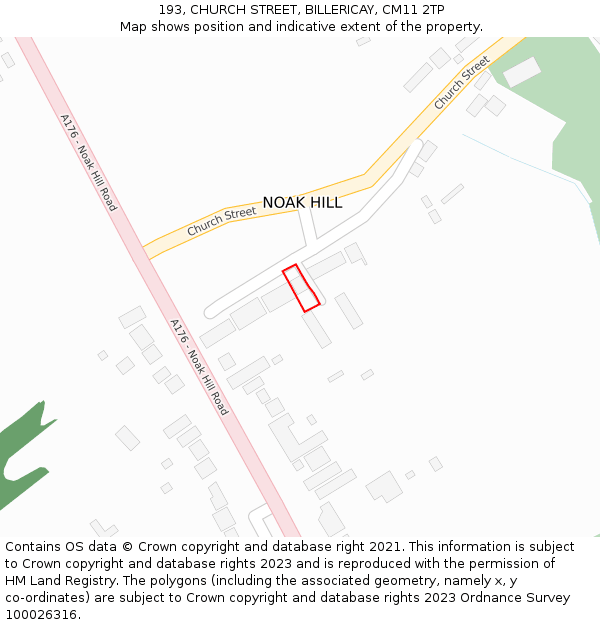 193, CHURCH STREET, BILLERICAY, CM11 2TP: Location map and indicative extent of plot