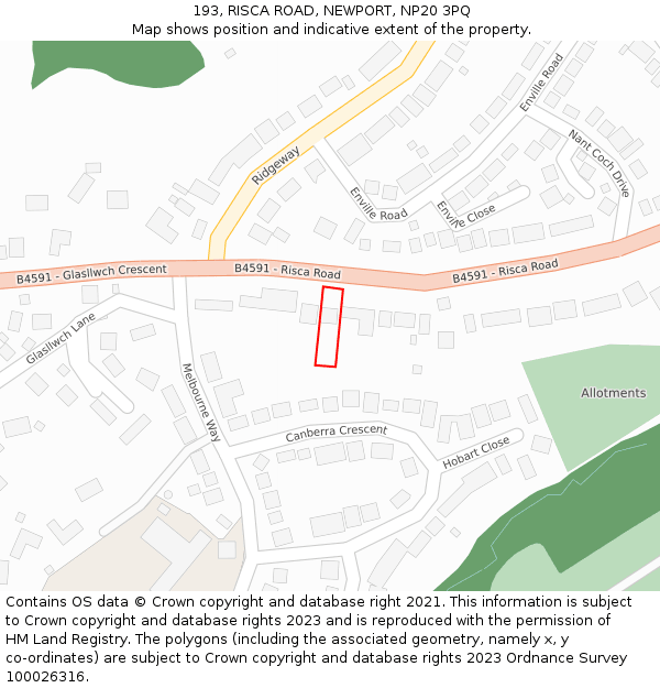 193, RISCA ROAD, NEWPORT, NP20 3PQ: Location map and indicative extent of plot