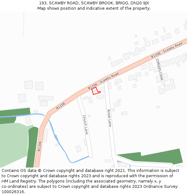 193, SCAWBY ROAD, SCAWBY BROOK, BRIGG, DN20 9JX: Location map and indicative extent of plot