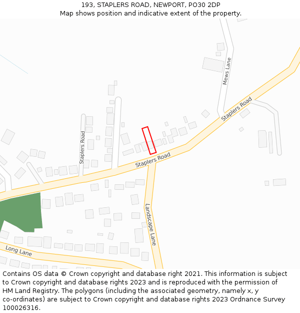 193, STAPLERS ROAD, NEWPORT, PO30 2DP: Location map and indicative extent of plot