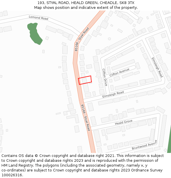 193, STYAL ROAD, HEALD GREEN, CHEADLE, SK8 3TX: Location map and indicative extent of plot