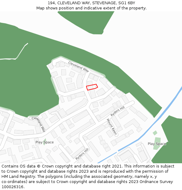 194, CLEVELAND WAY, STEVENAGE, SG1 6BY: Location map and indicative extent of plot