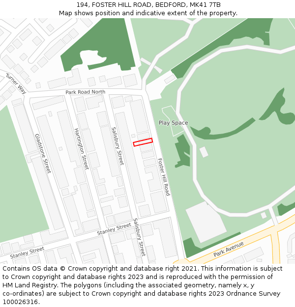 194, FOSTER HILL ROAD, BEDFORD, MK41 7TB: Location map and indicative extent of plot