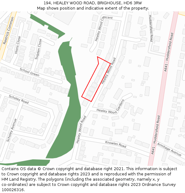 194, HEALEY WOOD ROAD, BRIGHOUSE, HD6 3RW: Location map and indicative extent of plot