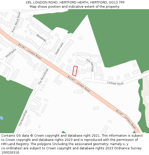 195, LONDON ROAD, HERTFORD HEATH, HERTFORD, SG13 7PP: Location map and indicative extent of plot