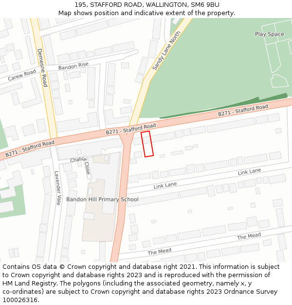 195, STAFFORD ROAD, WALLINGTON, SM6 9BU: Location map and indicative extent of plot