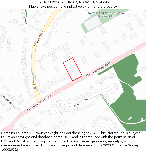 195A, NEWMARKET ROAD, NORWICH, NR4 6AP: Location map and indicative extent of plot