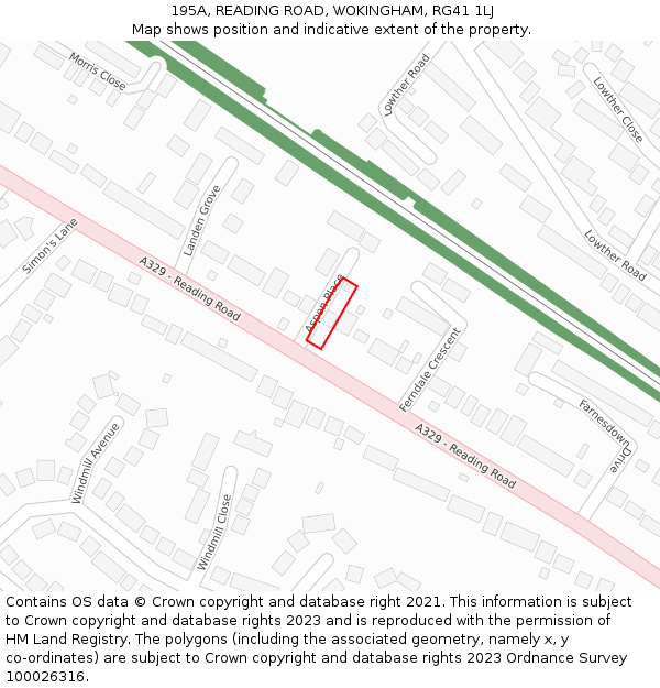 195A, READING ROAD, WOKINGHAM, RG41 1LJ: Location map and indicative extent of plot