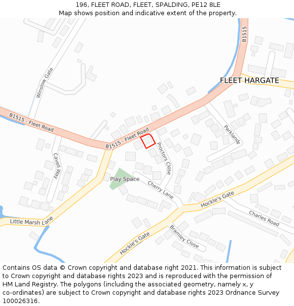 196, FLEET ROAD, FLEET, SPALDING, PE12 8LE: Location map and indicative extent of plot